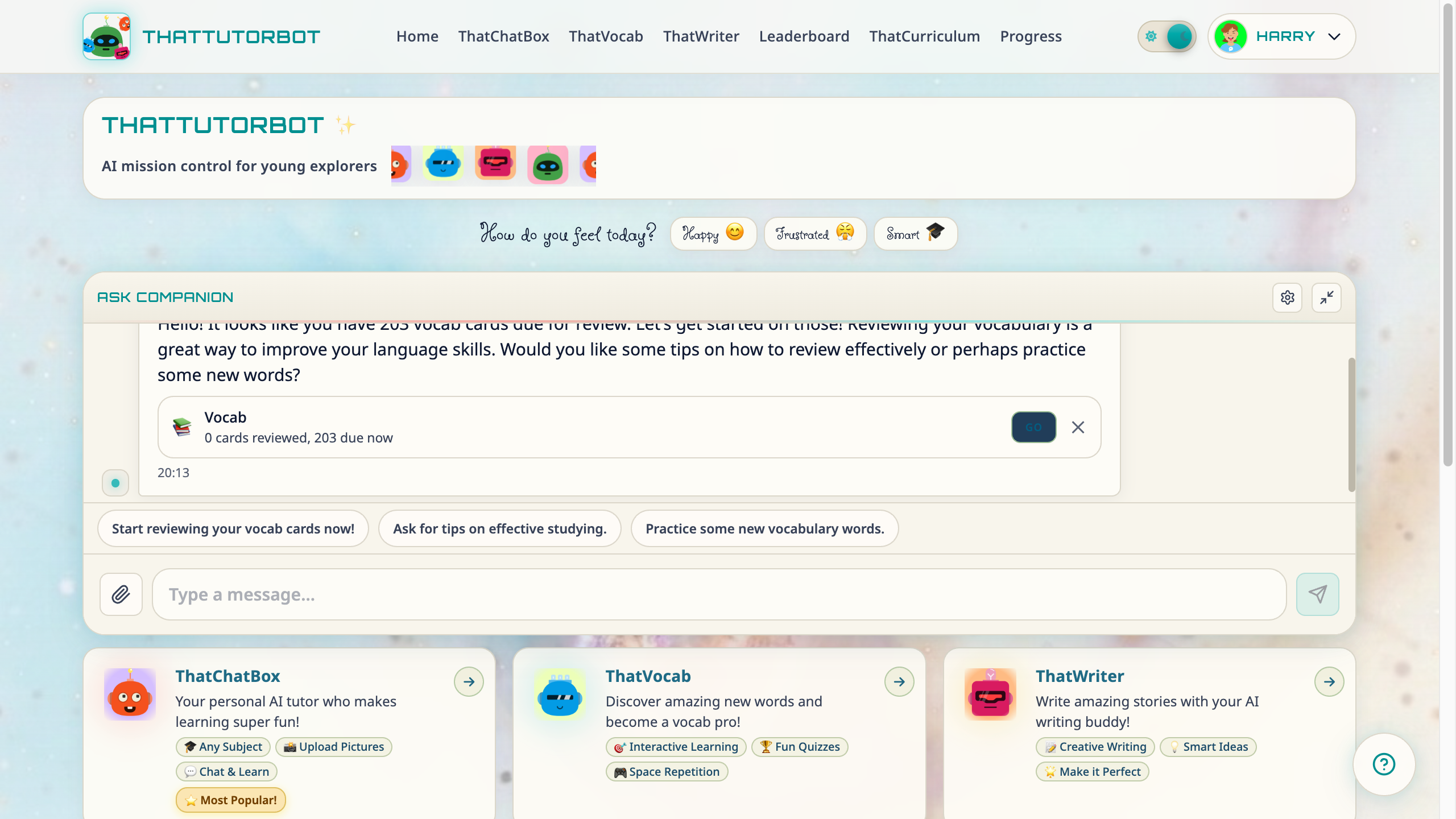 ThatTutorBot home hub